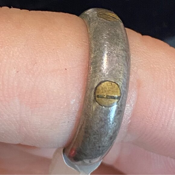 Ring Size 7 Mexico Brass Gold Sterling Silver 925 Women - Picture 3 of 6